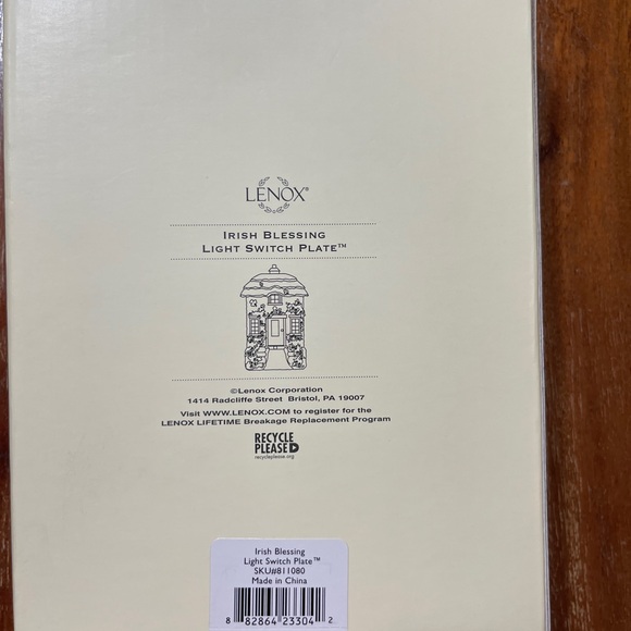 Lenox Irish Blessing Light Switch Plate - White and Pink - Picture 2 of 3